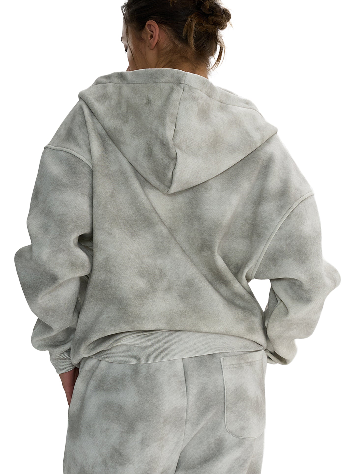 MOTISON -Dirty Washed Boxy Zip Hoodie