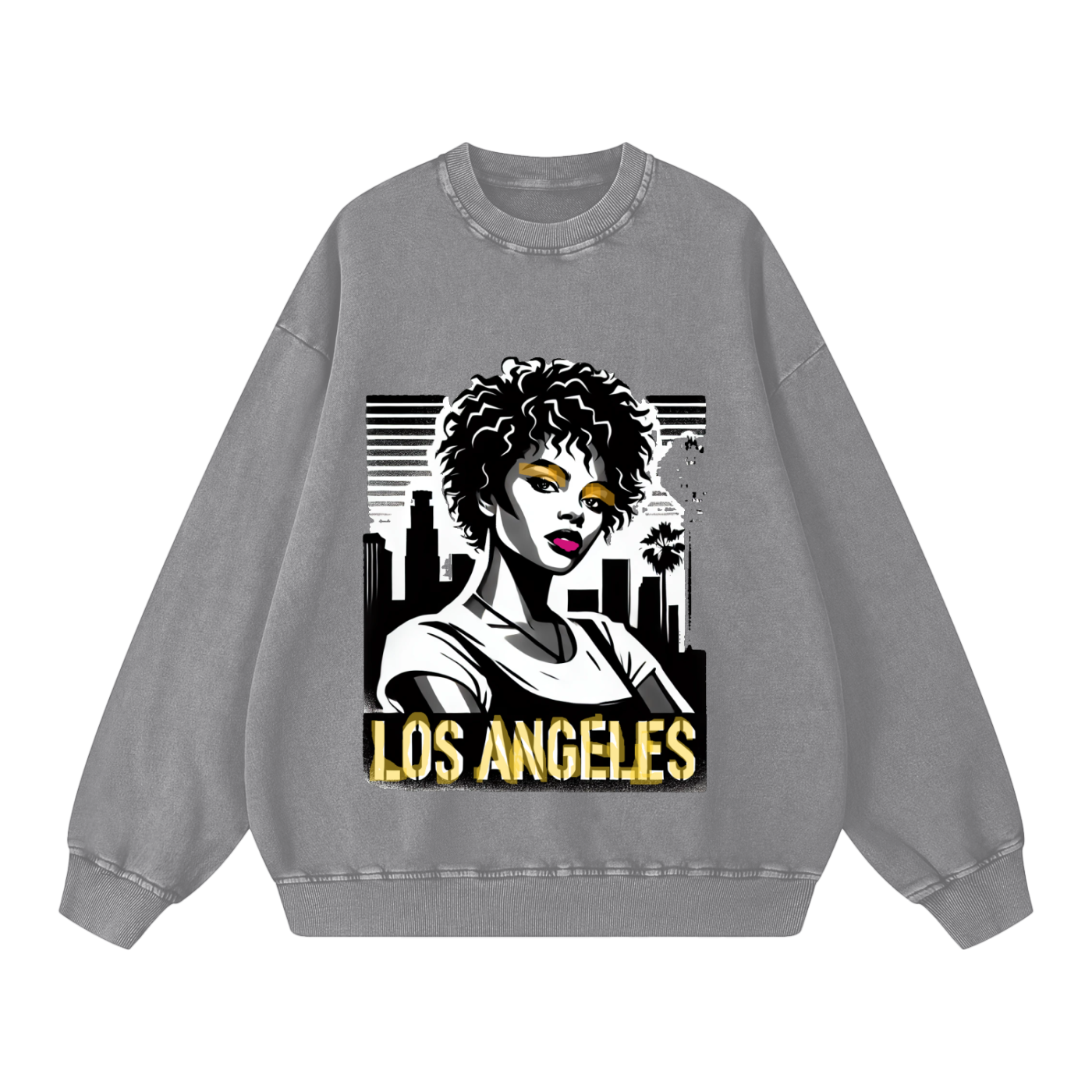 QUEEN -Acid Wash Oversize Sweatshirt