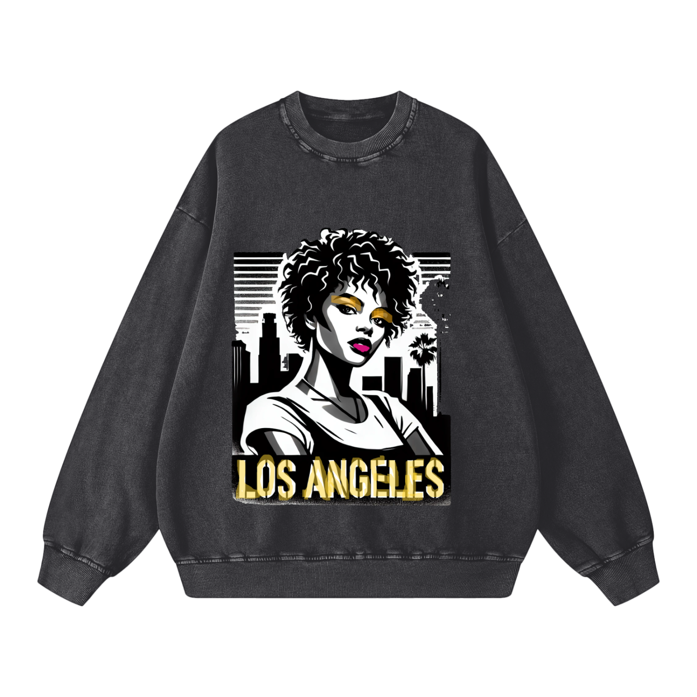 QUEEN -Acid Wash Oversize Sweatshirt