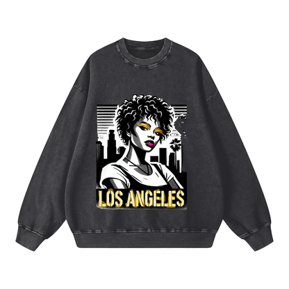 QUEEN -Acid Wash Oversize Sweatshirt