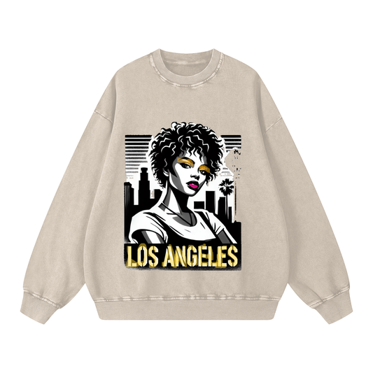 QUEEN -Acid Wash Oversize Sweatshirt