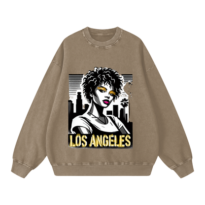 QUEEN -Acid Wash Oversize Sweatshirt