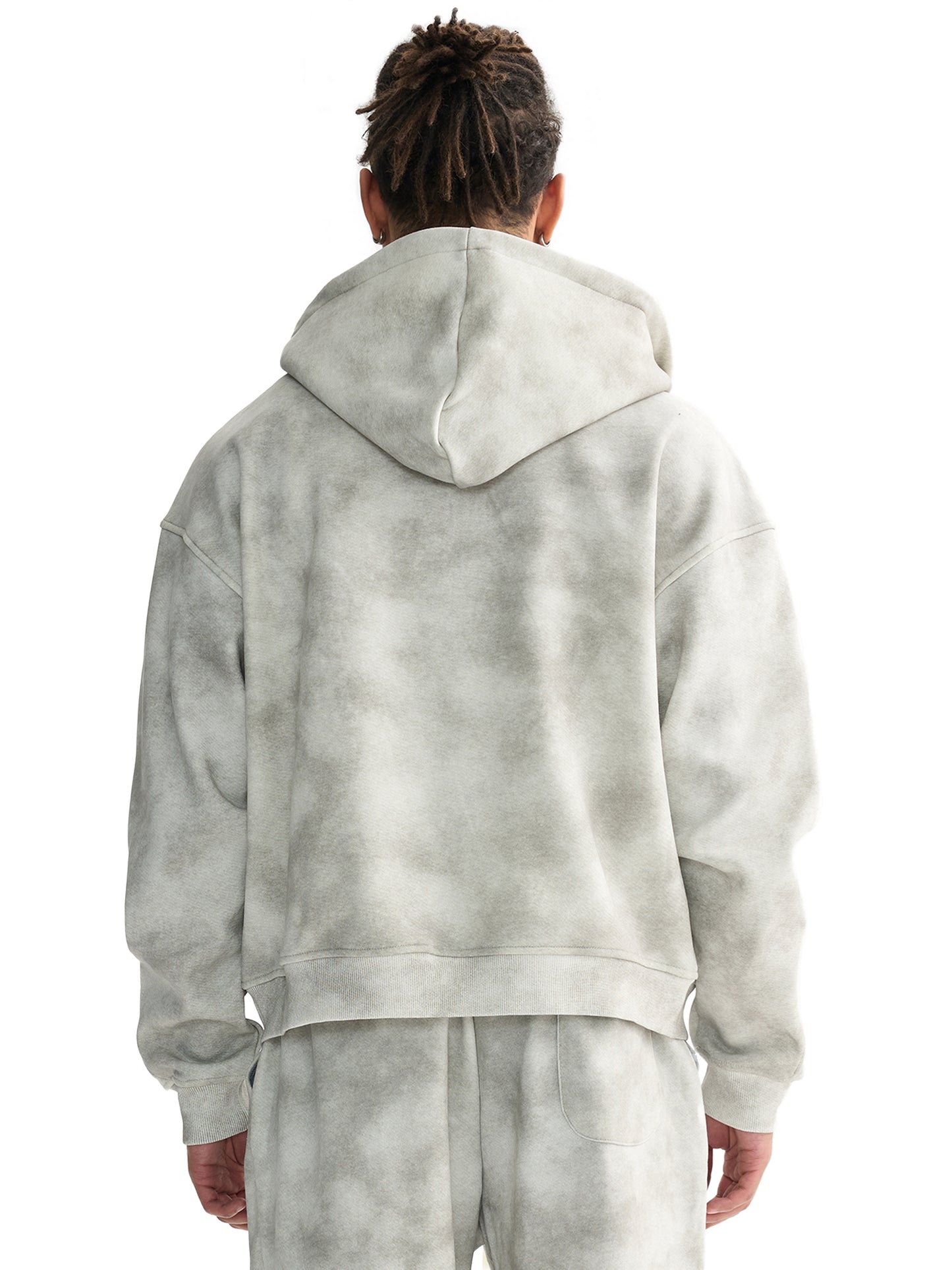 MOTISON -Dirty Washed Boxy Zip  Hoodie