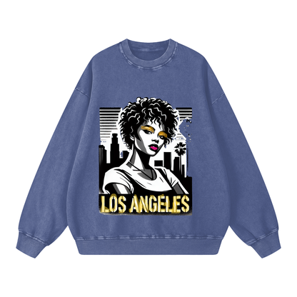 QUEEN -Acid Wash Oversize Sweatshirt