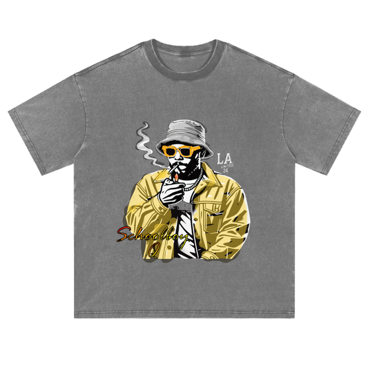 QSMOKING -Fluffy Vintage Washed  T-Shirt